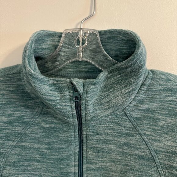 St. John's Bay Quarter-Zip Fleece Pullover in Heather Green Blue - Size Medium - Picture 6 of 7